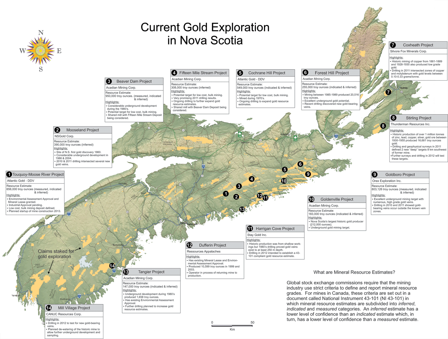 Map of Gold in Nova Scotia